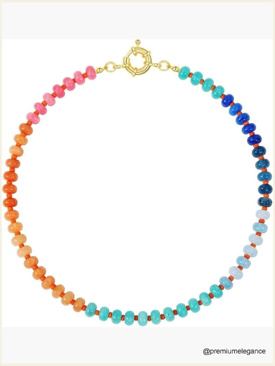 Jewelry - Natural Gemstone Beaded Choker Necklace Boho Handmade Summer Jewelry